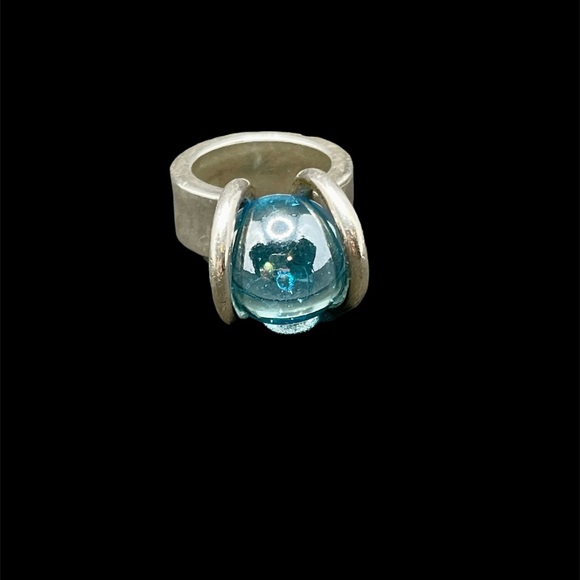 Mid century modern sterling ball ring - Picture 4 of 5